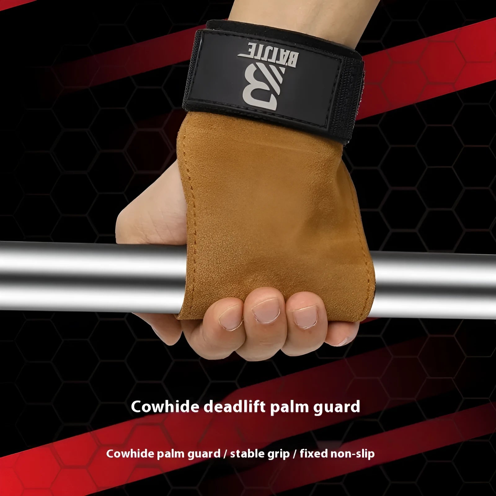 A pair of brown neoprene grip strength bands or wrist protectors for fitness training.