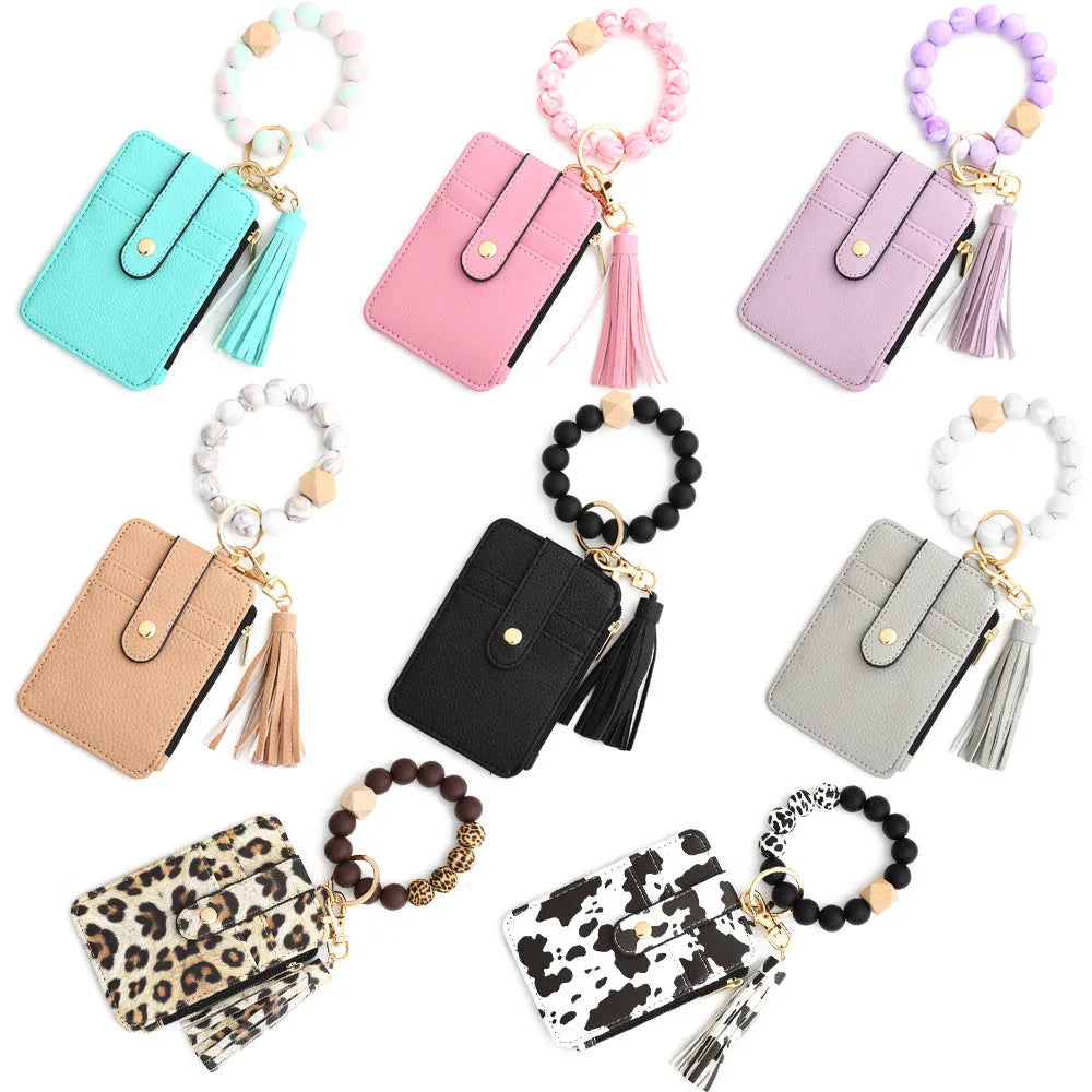 Silicone card holder bracelet in mint green pink purple khaki black gray yellow leopard print and Big Cow