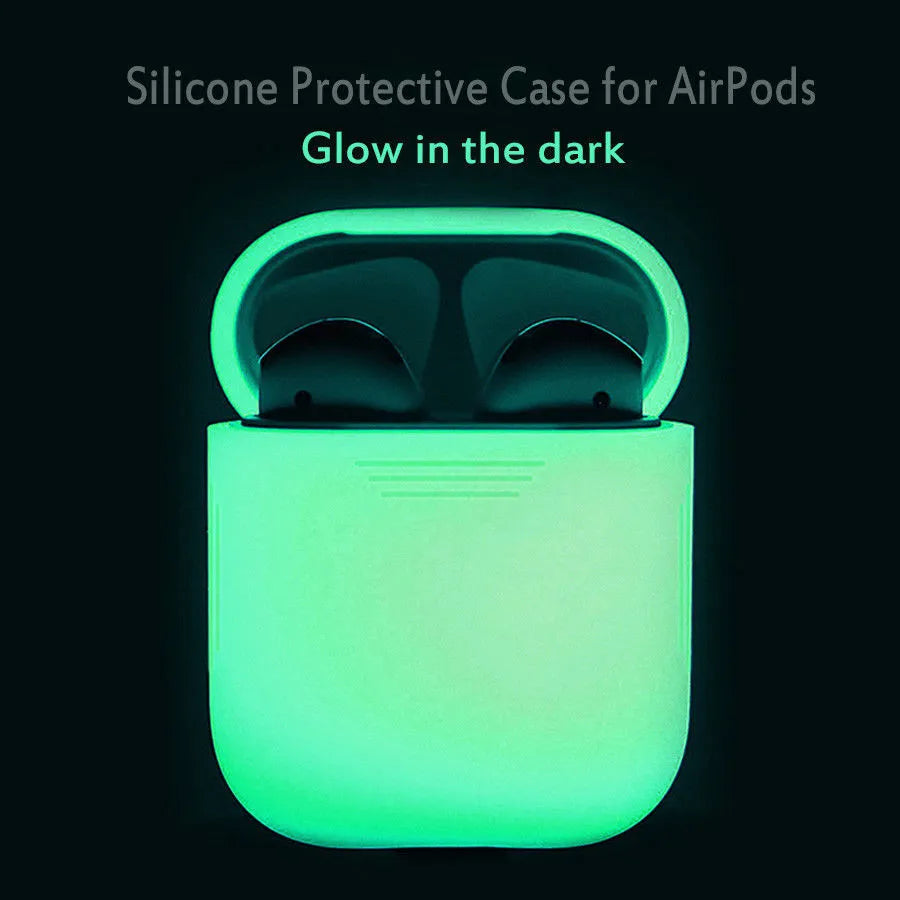 Luminous solid colour silicone flip-top protective case for AirPods.