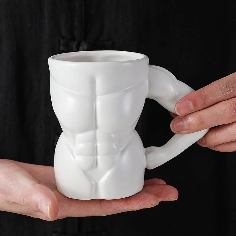 Muscle Men's Mug ceramic 300ml Matte Black creative coffee cup with muscle design
