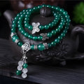 Green agate multi-layer bracelet with three circles of 6mm beads
