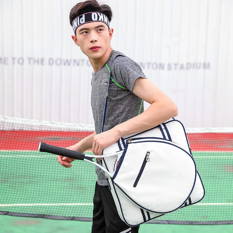 Portable tennis pack shoulder crossbody bag in blue and pink made of Oxford cloth with large capacity