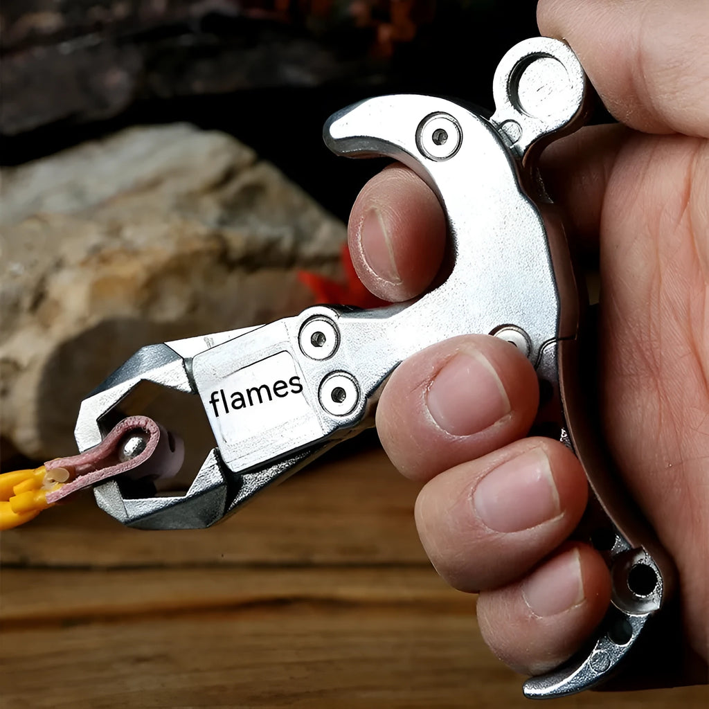 Alloy archery release aid with two-axis harpoon clip for bow string control