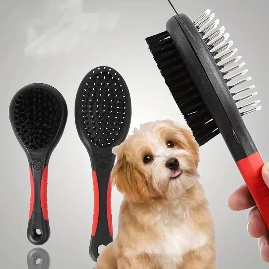 2-in-1 double-sided pin pet grooming comb for dogs and cats, shedding and dirt removal tool