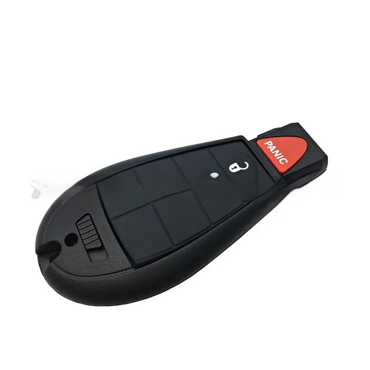 White plastic key shell case for Dodge and Chrysler smart keys, showing front and back views.