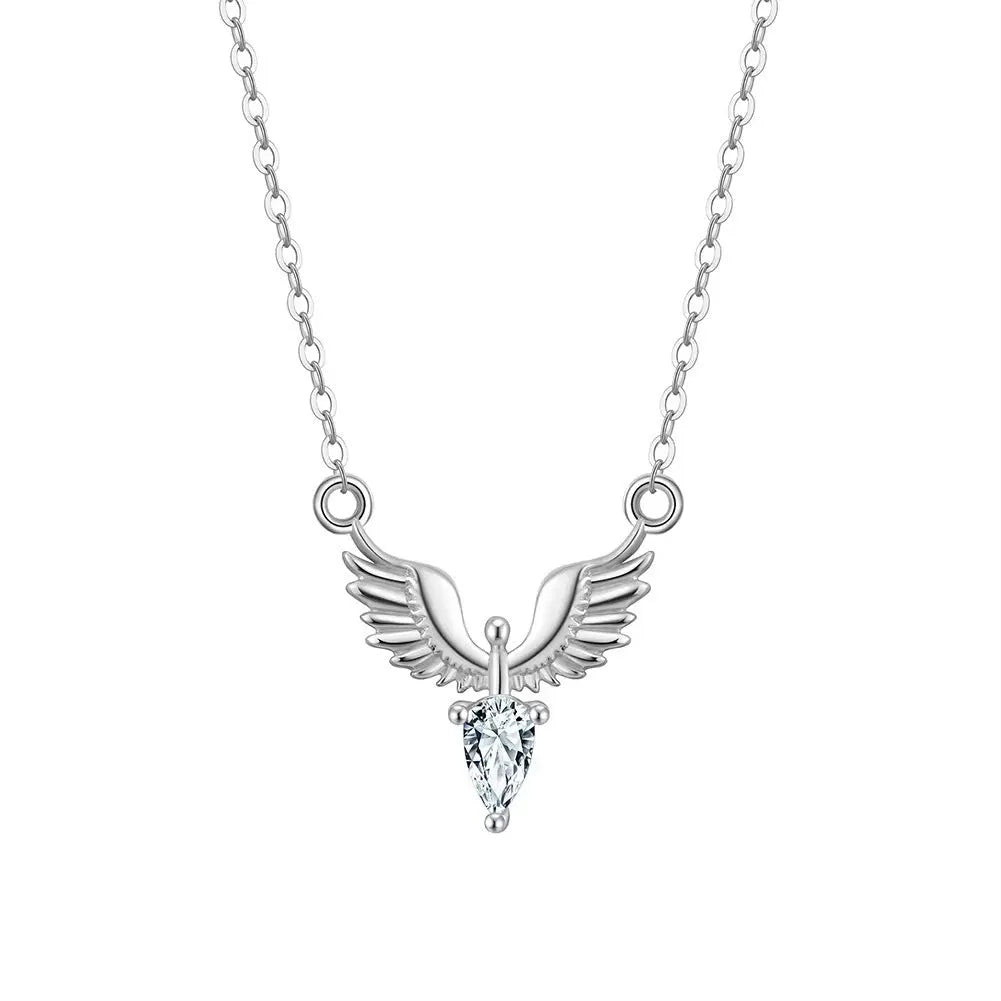 Close-up of an adjustable silver eagle pendant necklace on a textured background, showing the O-ring chain.