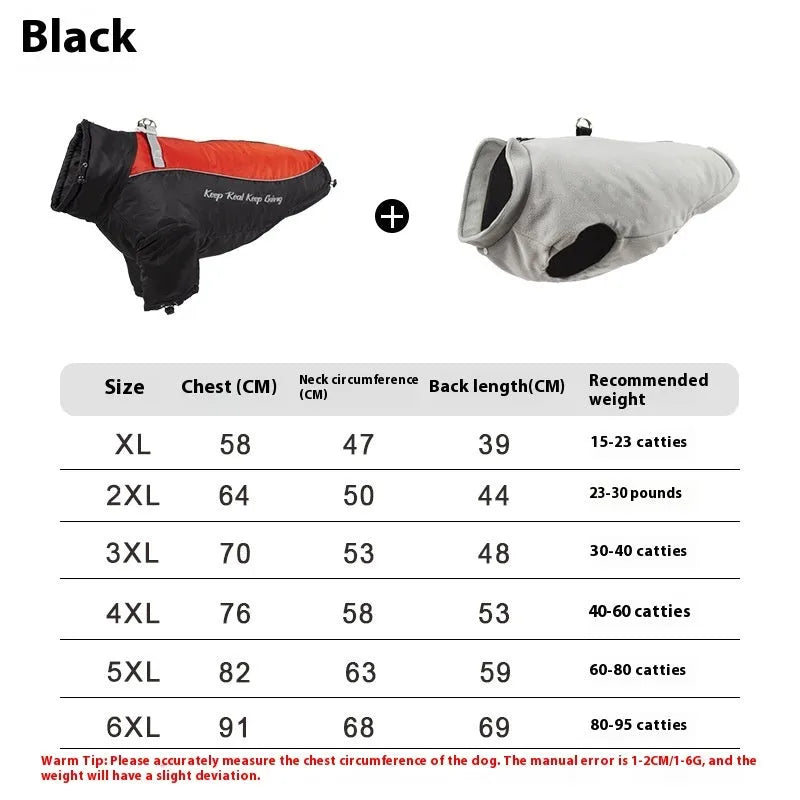 Polar fleece liner dog jacket with separate liner in multiple colour options and sizes