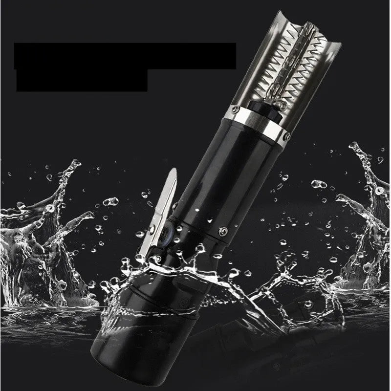 Black electric fish scale scraper tool with brush head and wireless base