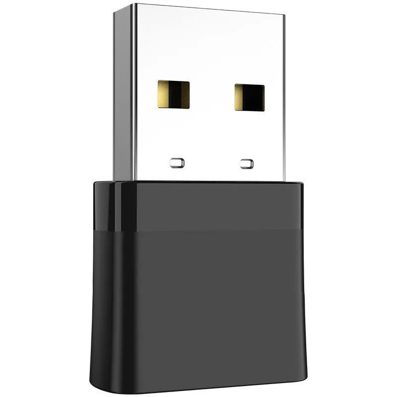 Black two-in-one USB network card with Bluetooth adapter showing nickel-plated wolf tooth connector