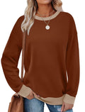 Women's loose fit striped long sleeve top with round neck in multiple colour options
