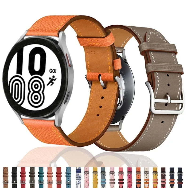 Microfiber single ring leather watch strap in brown with straight buckle, 20mm width
