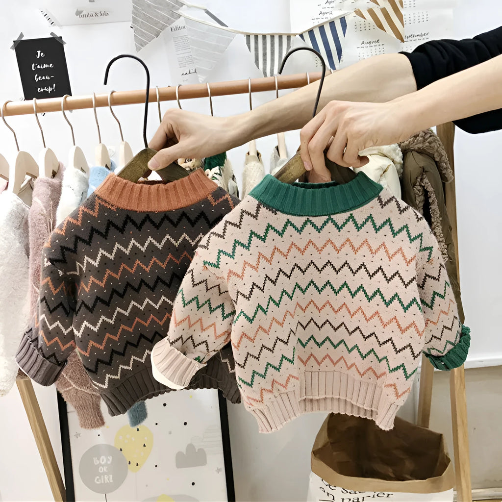 Korean ordinary wool long sleeve sweater in brown colour showing fashion knitwear details