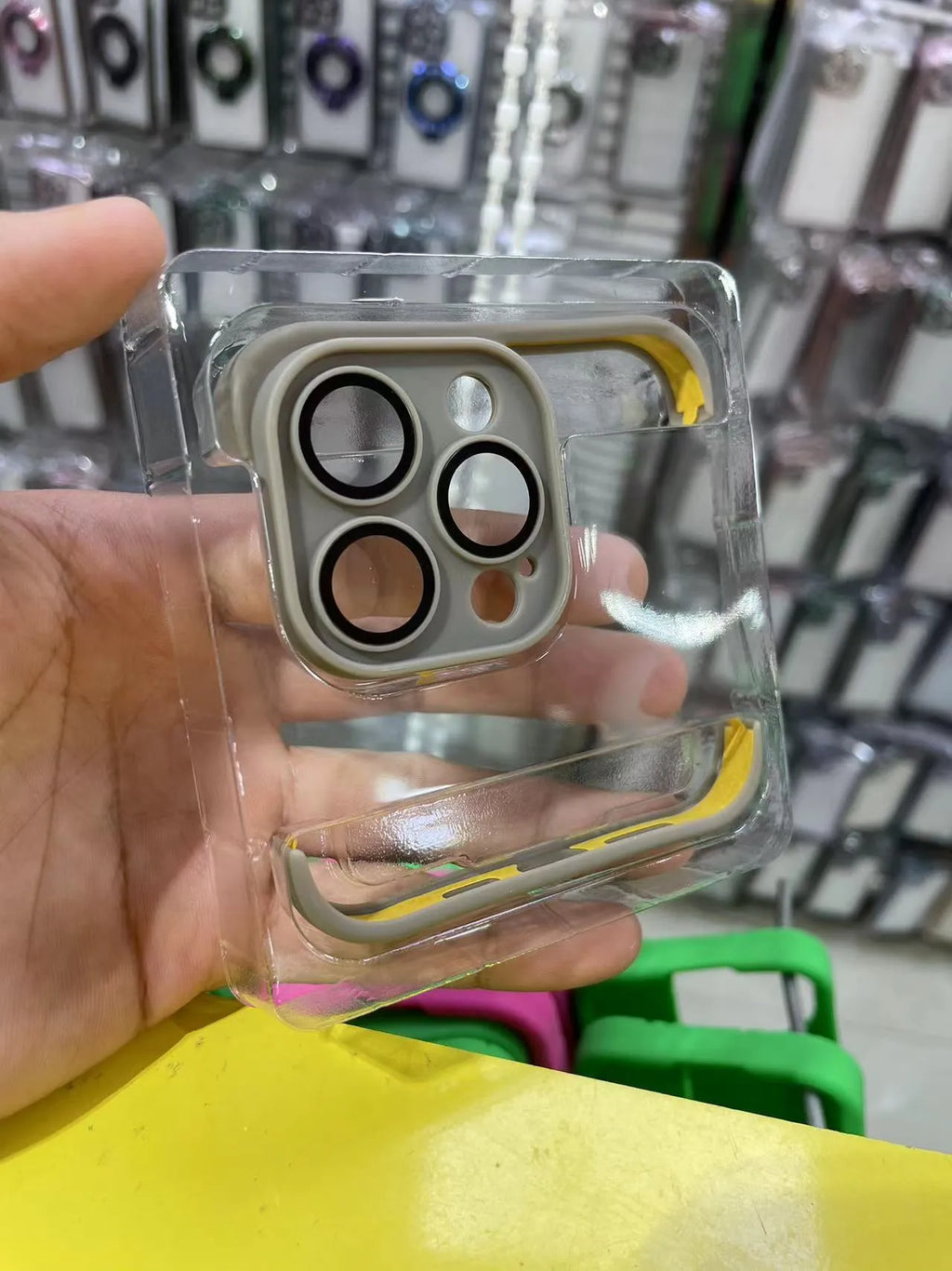 TPU mobile phone case with glass lens film for iPhone protection in four colour options
