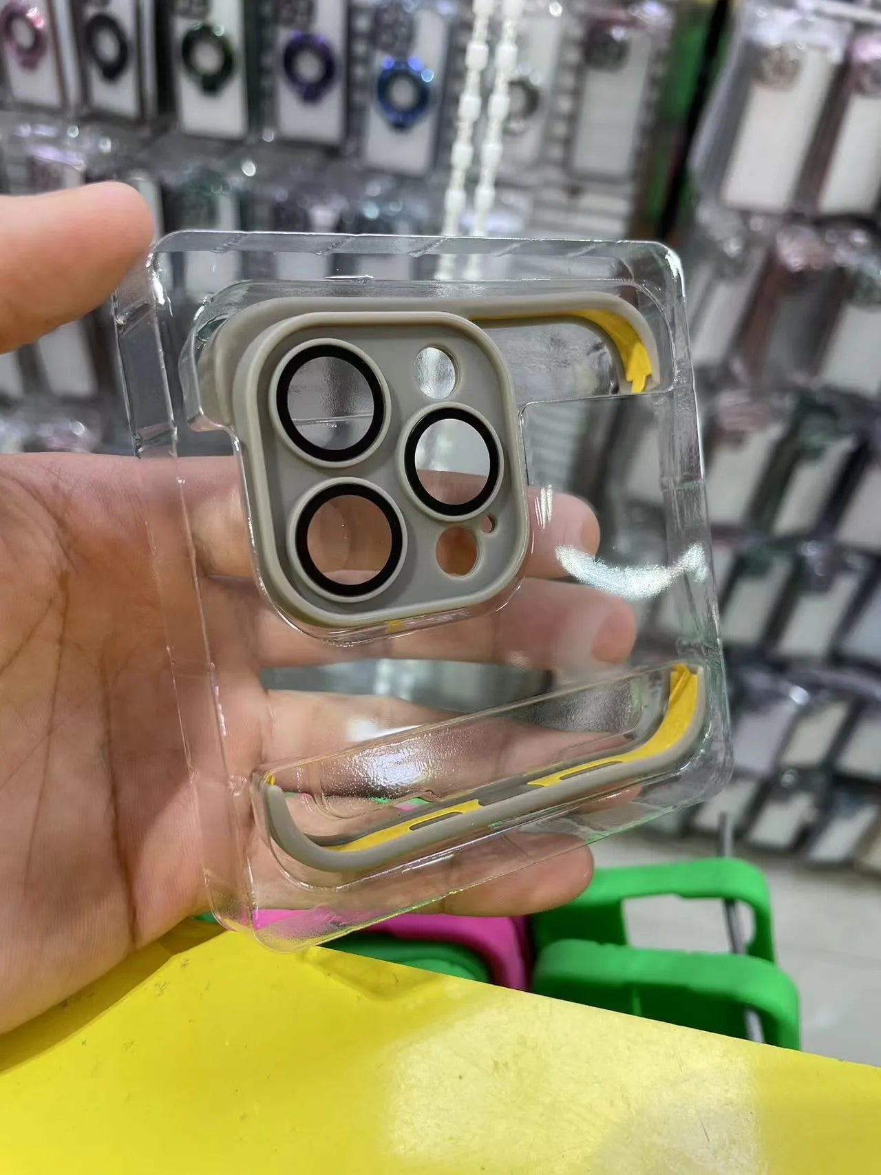 TPU mobile phone case with glass lens film for iPhone protection in four colour options