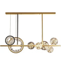 Modern glass chandelier with iron body, 95cm diameter, remote control, warm light LED