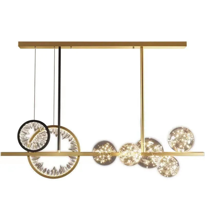 Modern glass chandelier with iron body, 95cm diameter, remote control, warm light LED