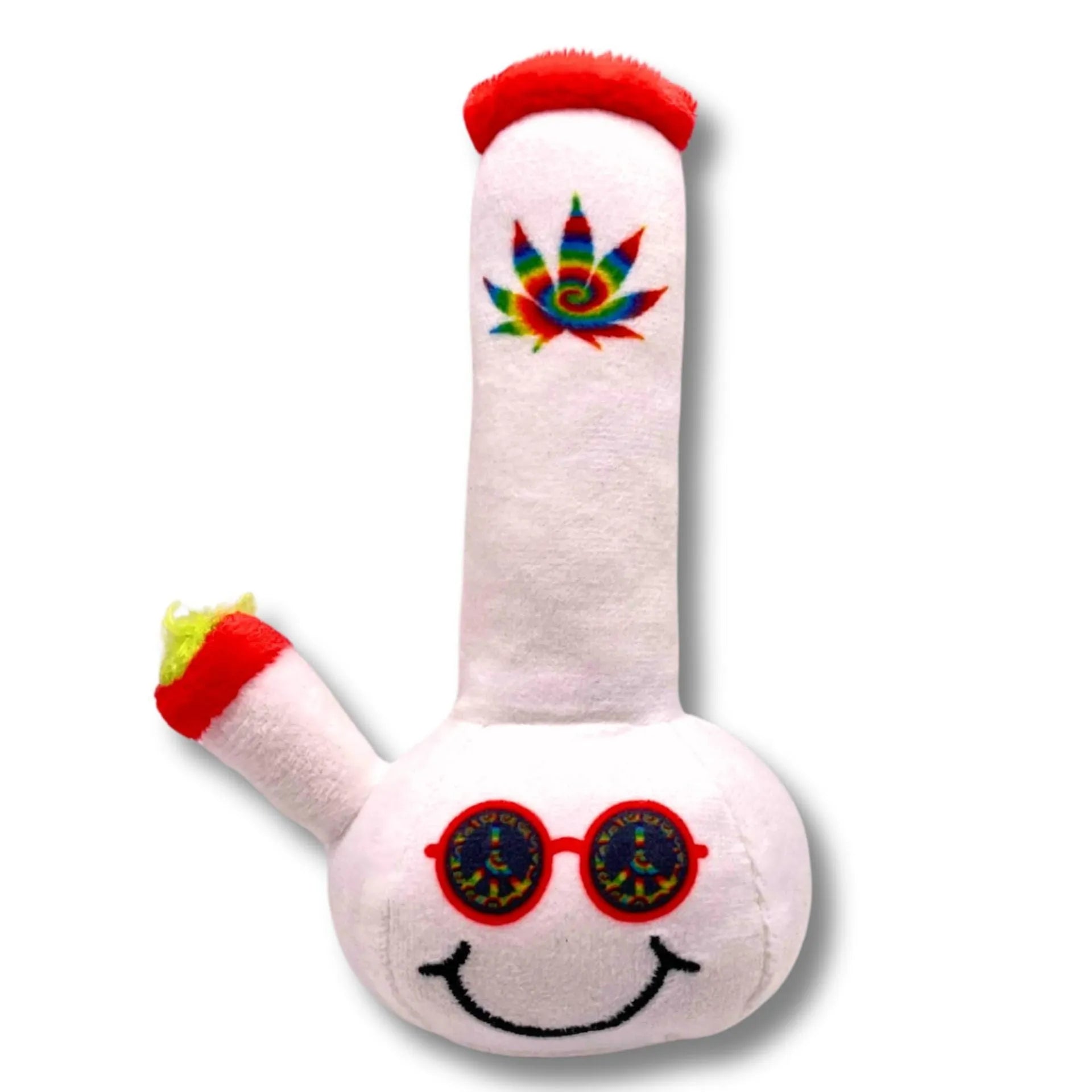 Kettle-shaped dog plush toy with colourful printed patterns, measuring 24cm