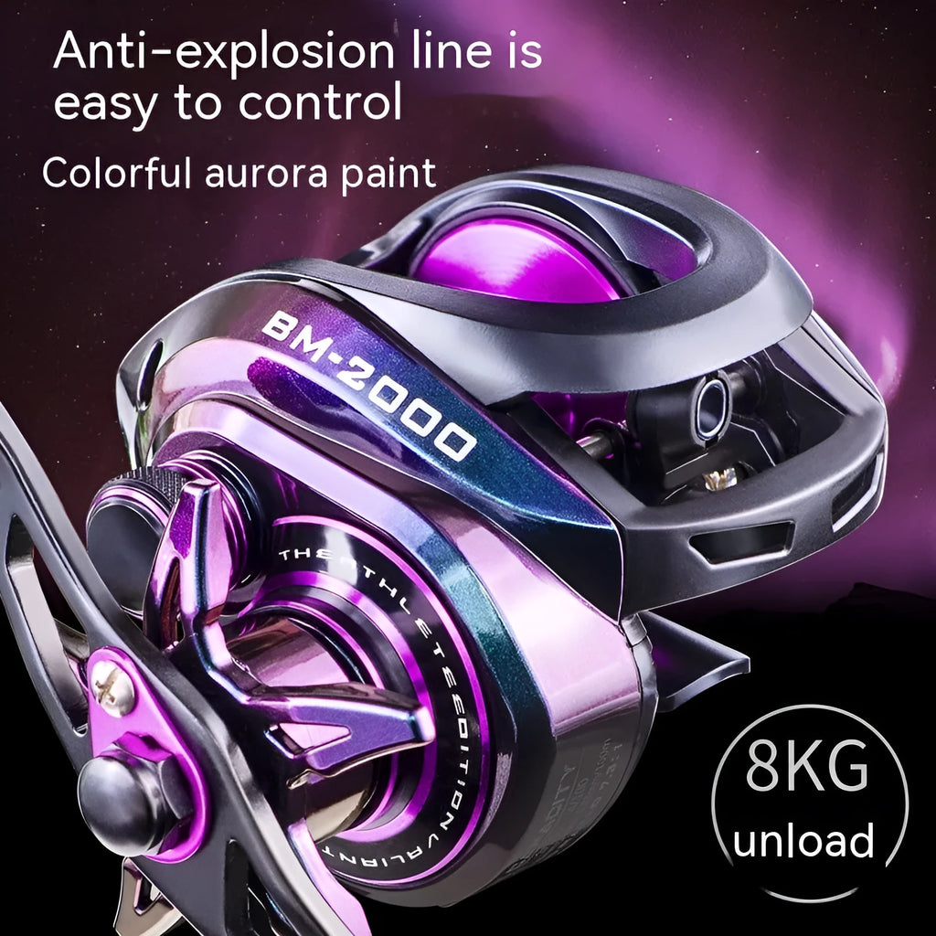 BM2000 fishing reel with magnetic brake water drop system in black colour