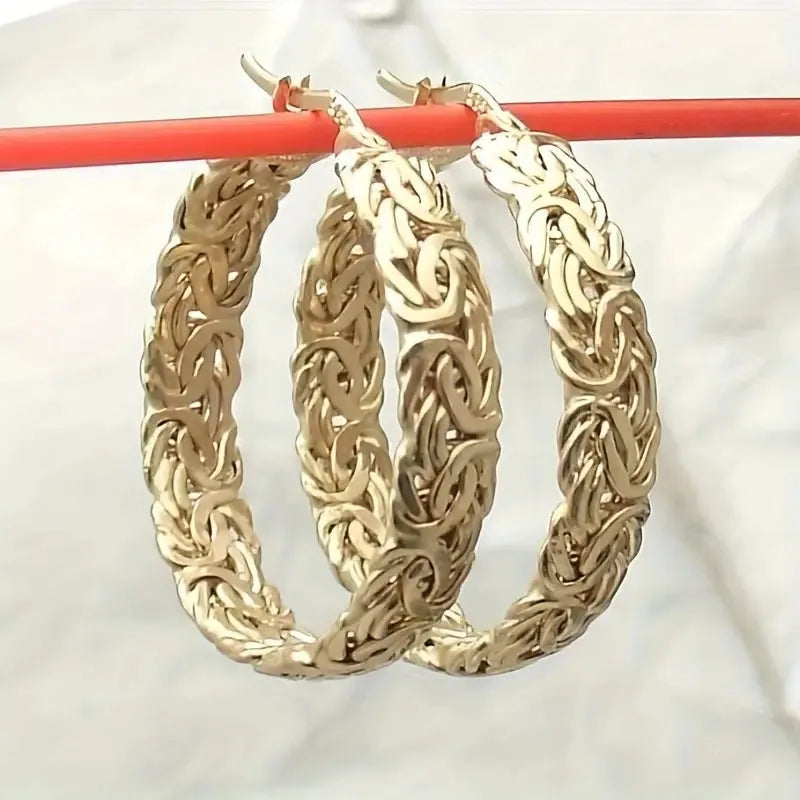 Matte brushed geometric zinc alloy drop earrings for women in picture colour
