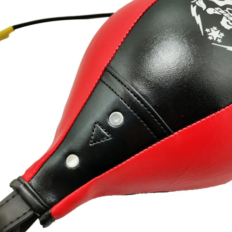 Black and red diamond pattern PU boxing speed ball with inflator and needle for Muay Thai training