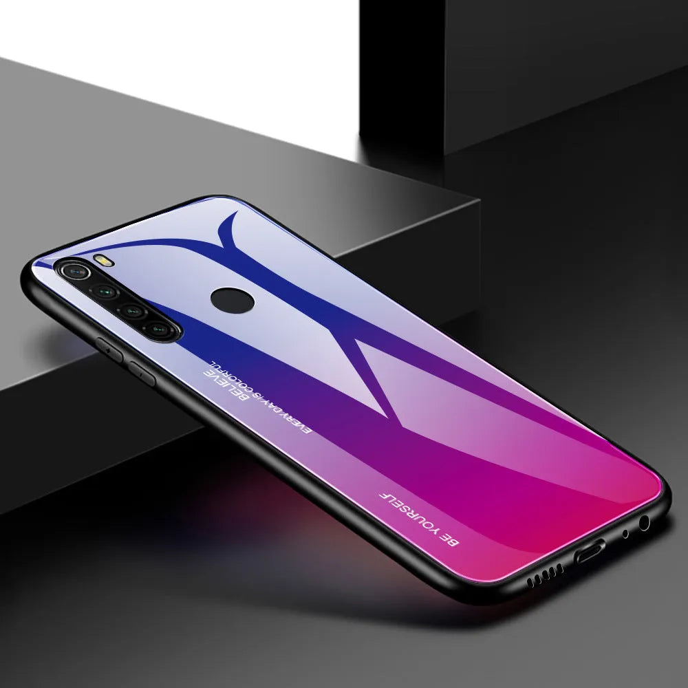 Gradient 6A glass all-inclusive back cover phone case for VIVO X27 in a simple solid colour style