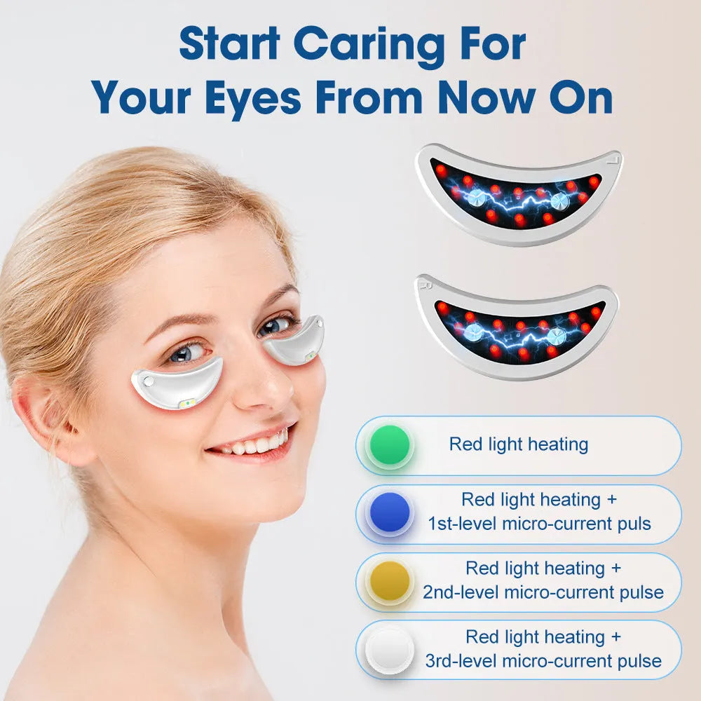 White handheld red light EMS facial beauty device for eye and face massage