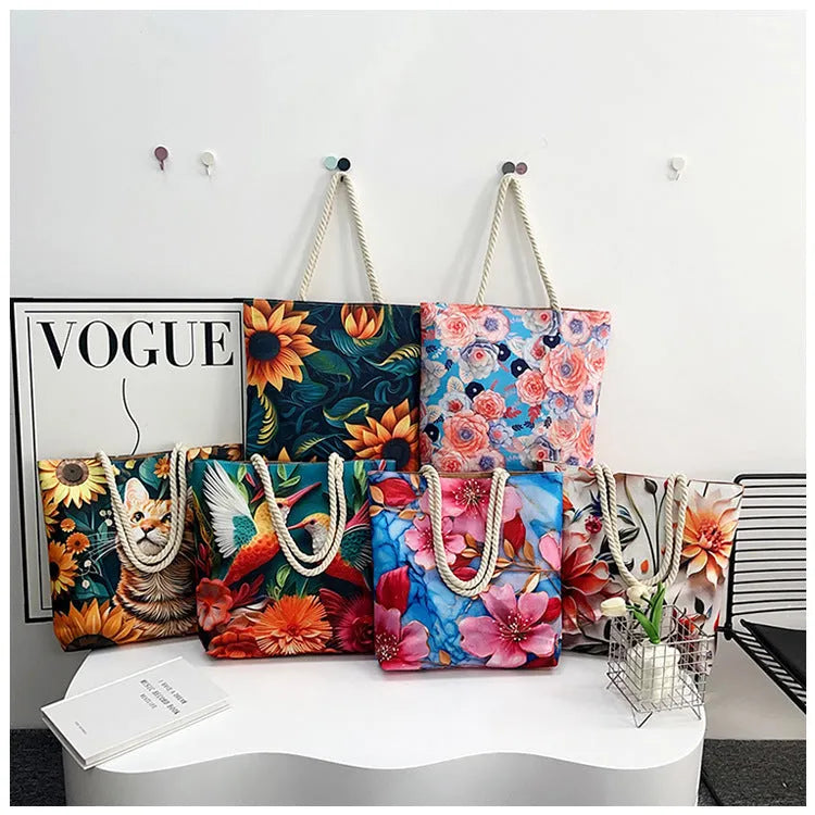 Cotton linen shoulder bag with double straps and horizontal square shape showing open pocket and internal zipper organisation