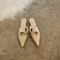 Spring design women's leather slippers with semi-toe box in four colour options