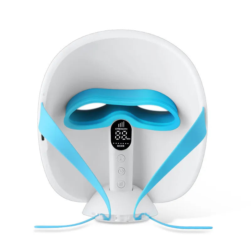 White LED facial mask machine with seven colour photon lights for home skin rejuvenation, compact and portable