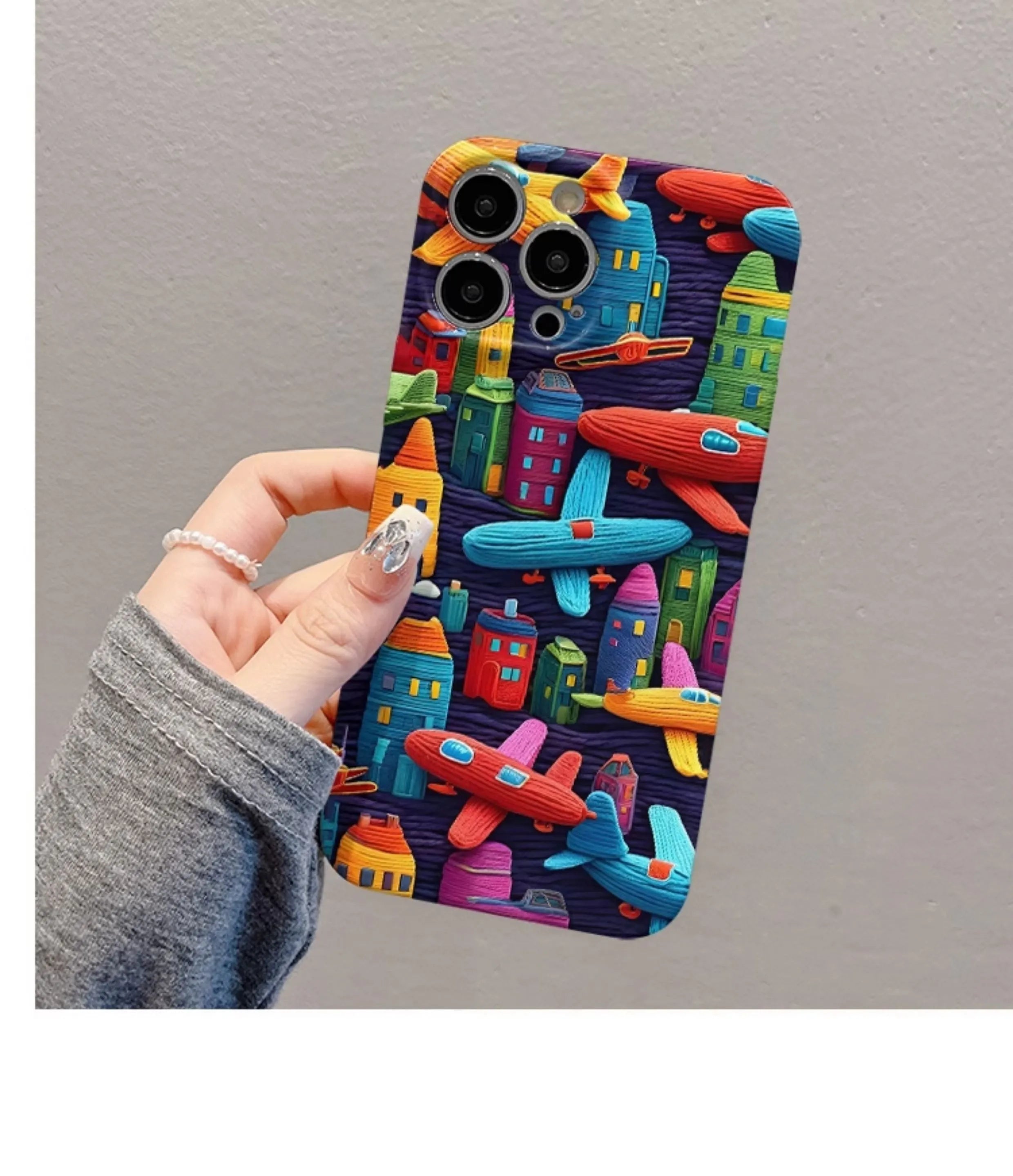 Oil painting minimalist airplane print TPU phone case back cover with fall protection for iPhone