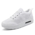 Women's air cushion platform casual shoes in multiple colours with flyknit upper and vulcanised sole