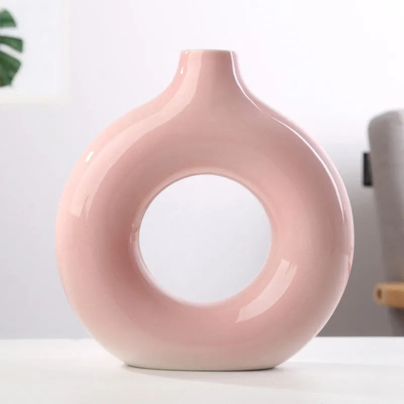 Frosted porcelain biscuit vase with unglazed finish for flower arranging in modern minimalist style