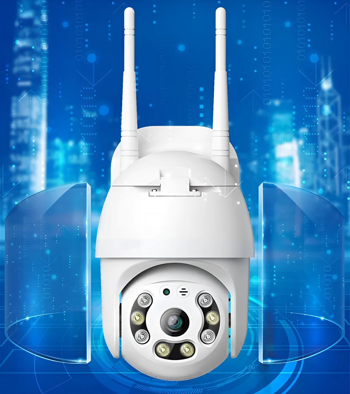White HD panoramic dome network camera with 3MP resolution and wide angle lens for indoor outdoor surveillance