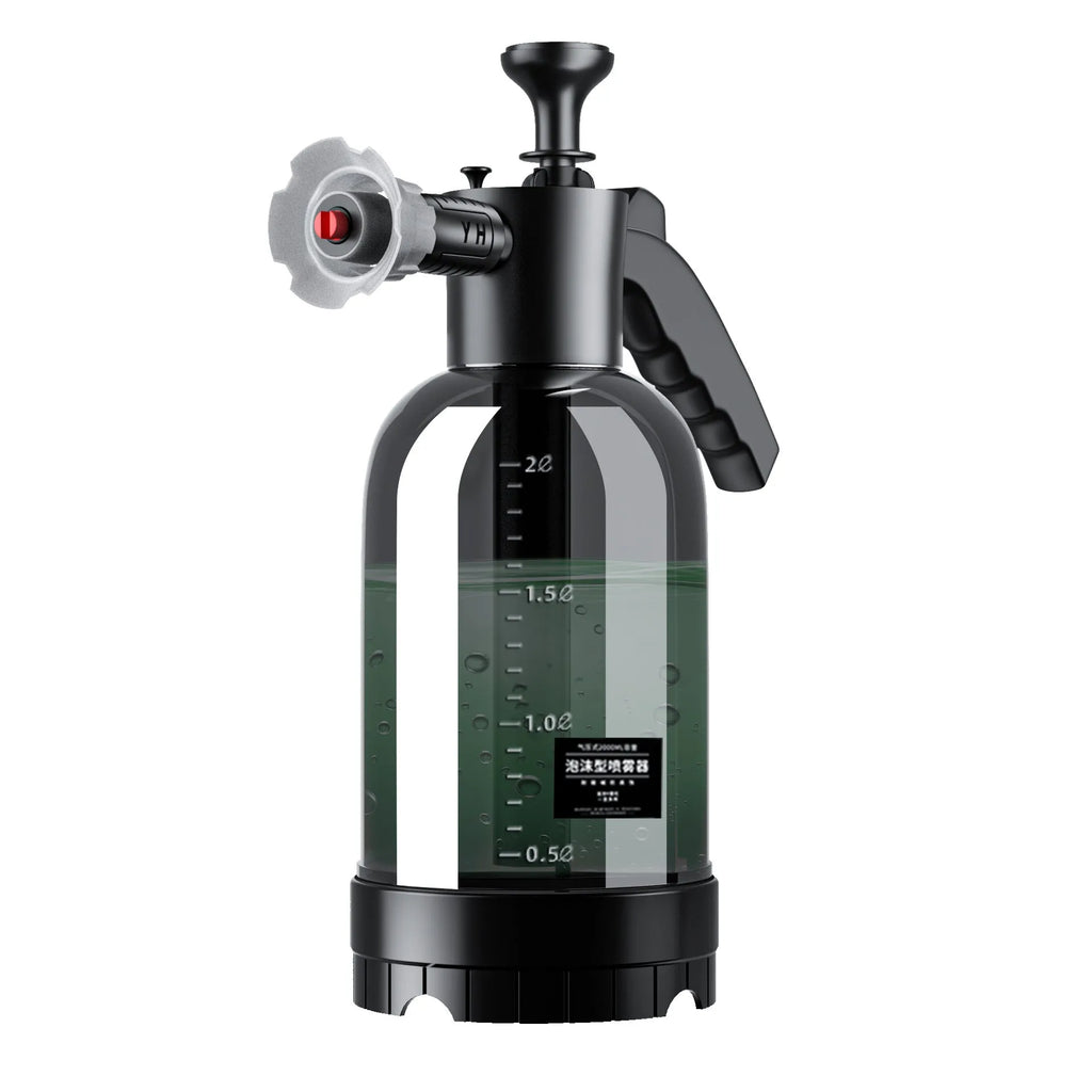 Hand-held car wash foam sprayer with 2 litre capacity and pressure foam gun