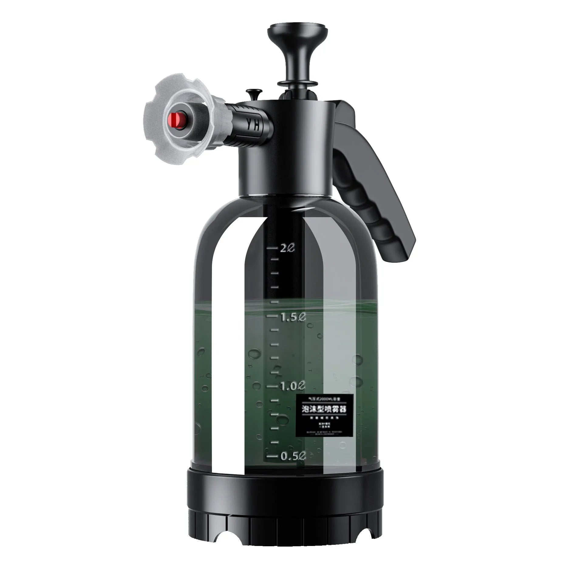 Hand-held car wash foam sprayer with 2 litre capacity and pressure foam gun