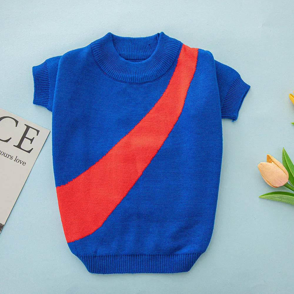 Wool dog sweater for corgis and poodles available in six colours including black, orange red, pink, milky white, light green, and sapphire blue
