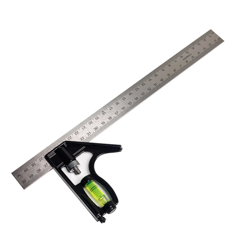 Red metal combination angle ruler set for civil surveying with two 7 inch tools and metric scale