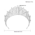 Silver white zircon full diamond alloy crown headband for women on white background