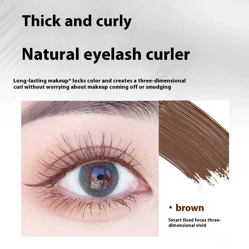 Waterproof steel tube mascara for long thick eyelashes in black or brown colour