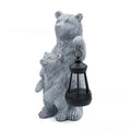 Resin bear lantern ornament in Black Bear or Grizzly Bear Mother And Child design for shelf and cabin decor
