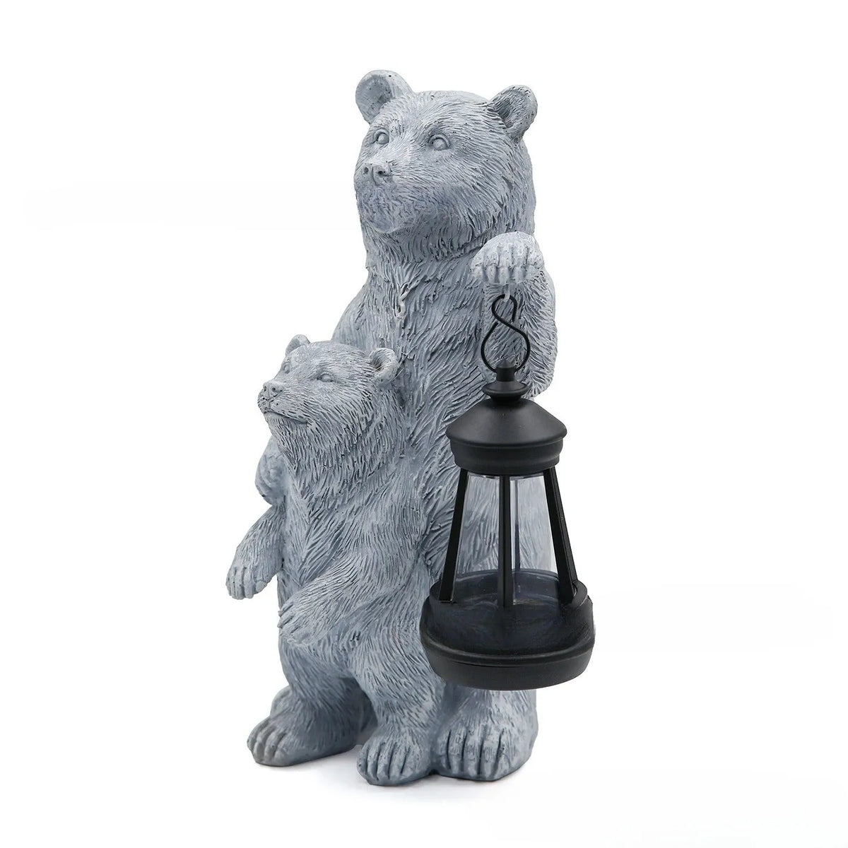 Resin bear lantern ornament in Black Bear or Grizzly Bear Mother And Child design for shelf and cabin decor