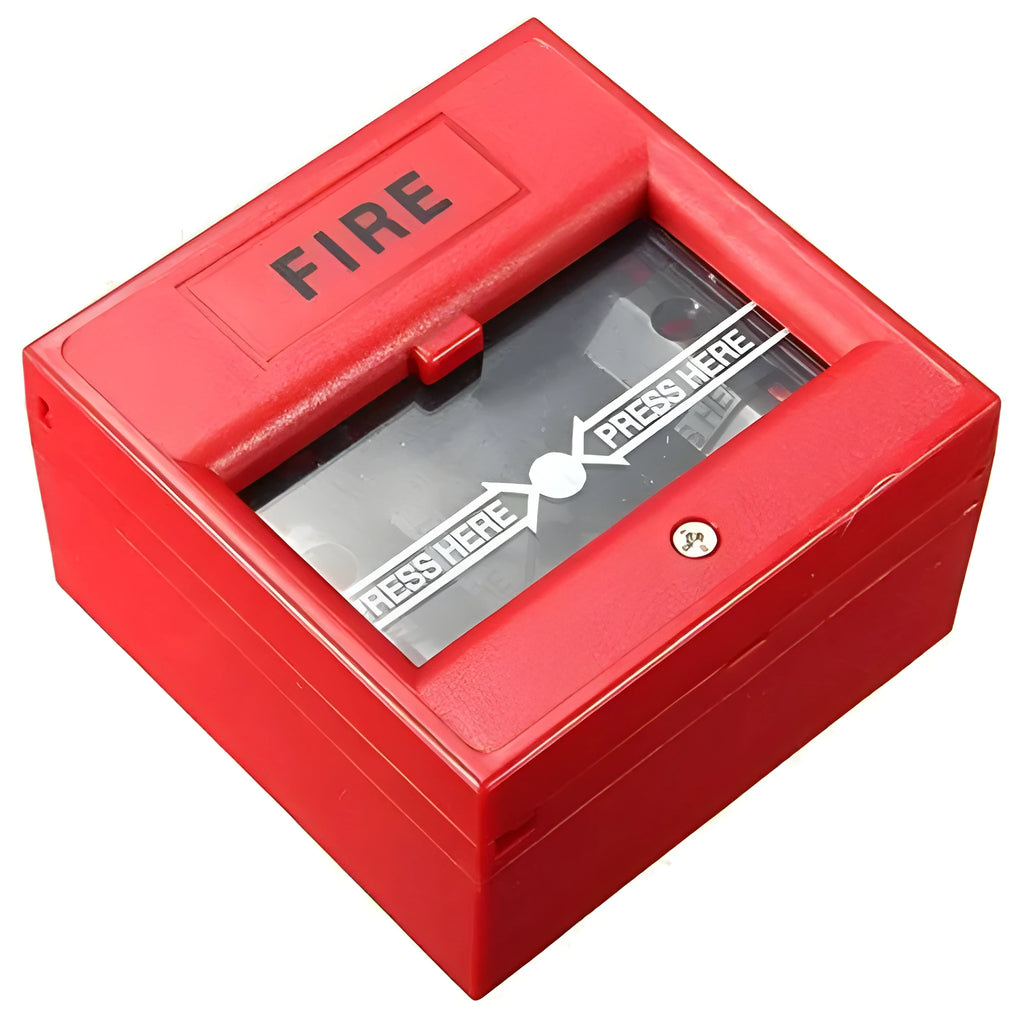 Red wired security break glass emergency fire alarm hand button with fireproof housing for 24VDC systems