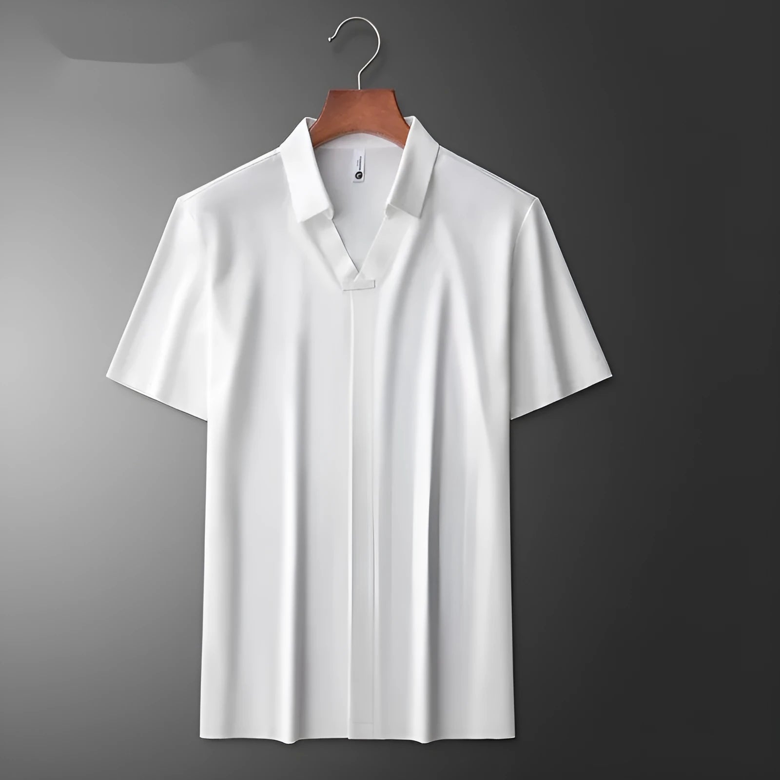 Men's slim fit lapel collar polo short-sleeved t-shirt in black, brown, and white colours