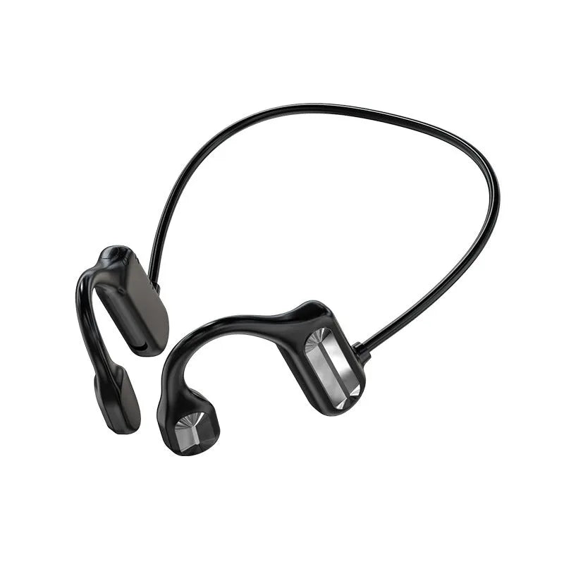 Hanging behind the head Bluetooth headset with bone conduction, Bluetooth 5.0, 8 hour life, available in black, red, blue, green.