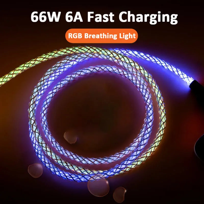 Phantom gradient colour USB cable with Lightning, Micro USB, and TYPE-C connectors on a 1.2m cable.