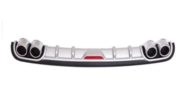 PP plastic rear bumper spoiler extension for automotive modification in black and silver options