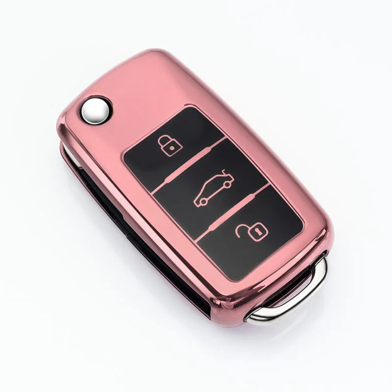 TPU protective case for a VW Model A folding car key, shown in Gem Blue colour.