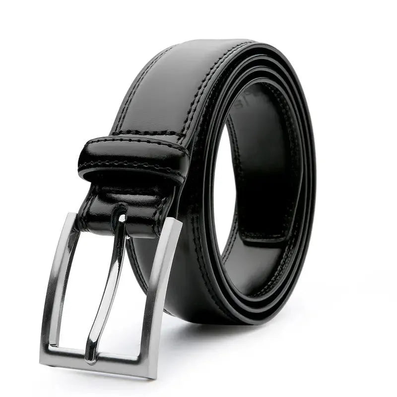 Men's genuine leather casual belt with an alloy buckle shown in a 95 grain pattern.