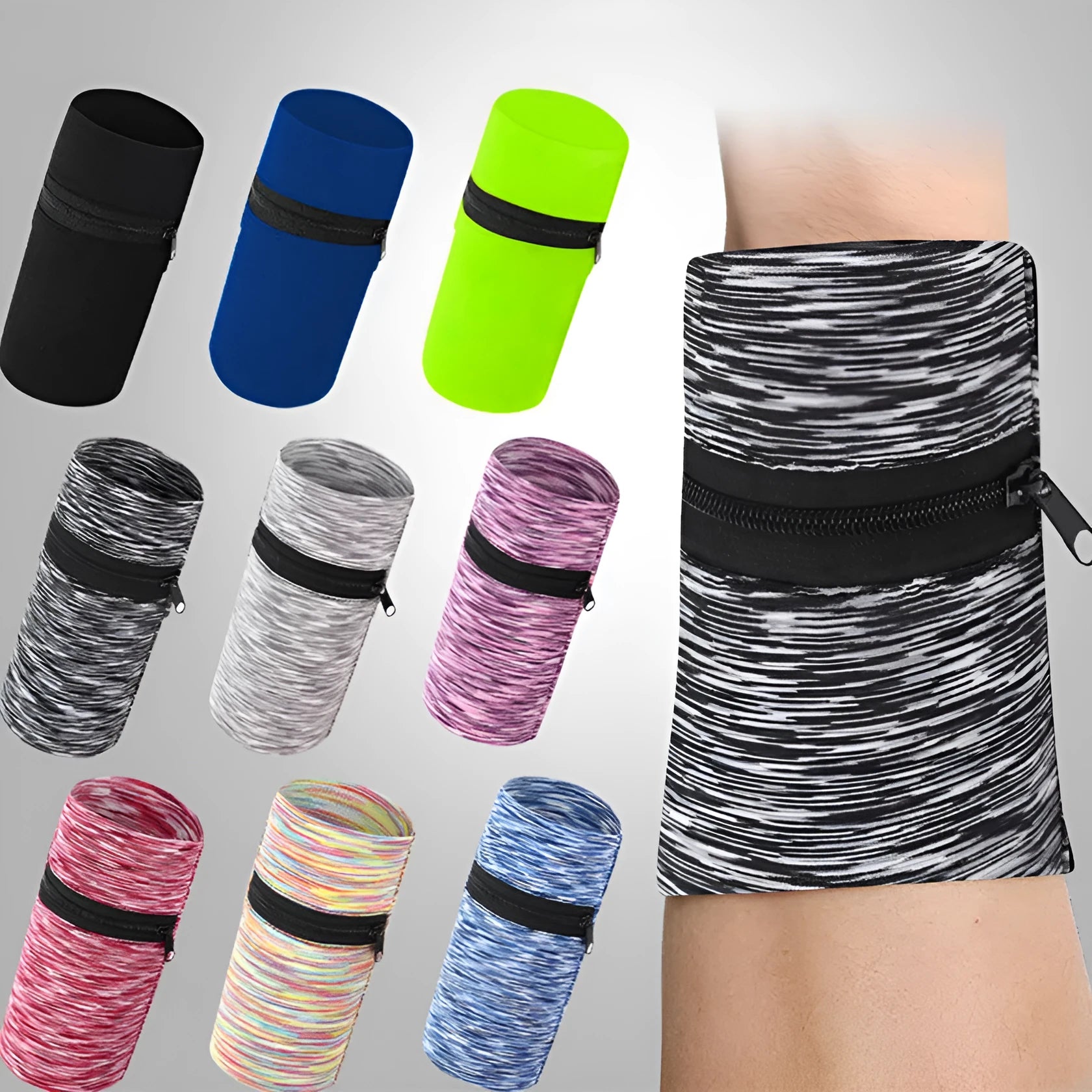 Sports arm bag for mobile phones with adjustable strap in multiple colour options