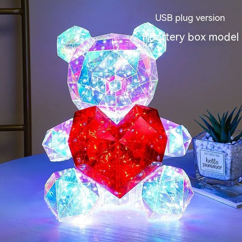 Creative glowing bear plastic gift with USB plug 30 cm red love colour